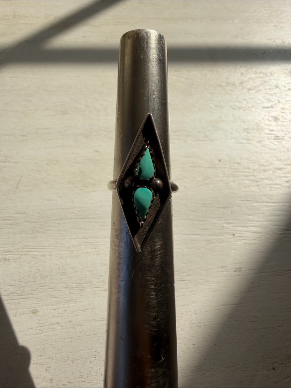 Sterling Silver Turquoise Marquise Ring - Teal Blue Stone